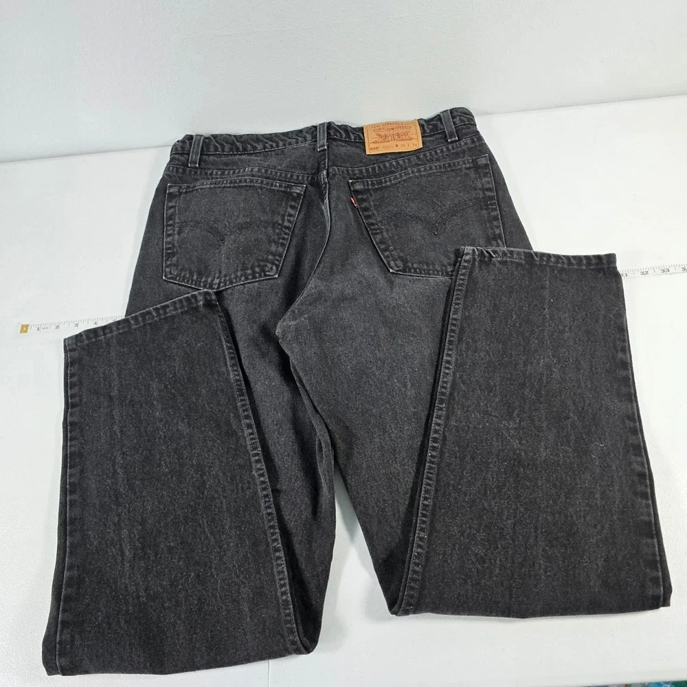 Levis 555 Relaxed Fit Straight Leg Jeans Mens 38x34 Black Denim Made in USA 90s